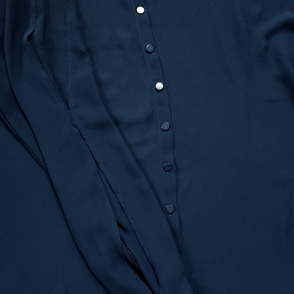 Torrid Navy Cold Shoulder Chiffon Tunic Top Plus Size 1 - Picture 7 of 11